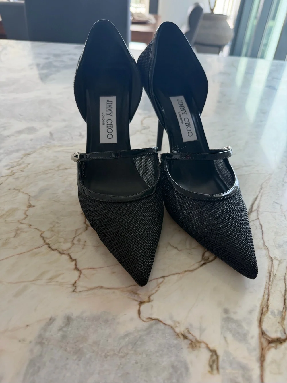 Jimmy Choo Black Pointed Mary Jane Heels